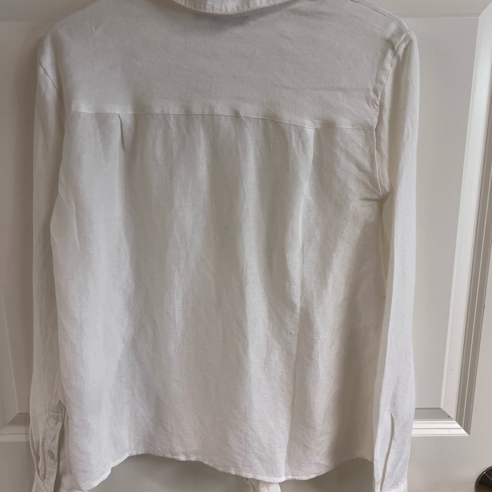 Boston Proper Linen Blend White Button-Down Shirt - Picture 5 of 7